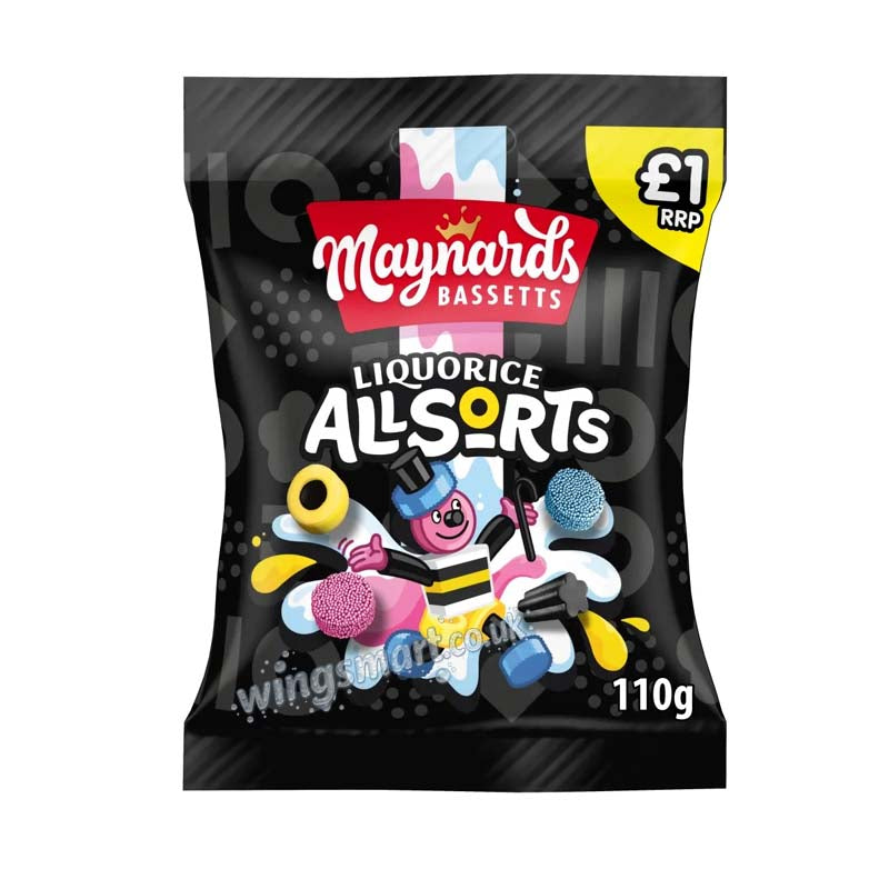 Maynards Bassetts Liquorice Allsorts Candy 110g PMP (Pack of 10)