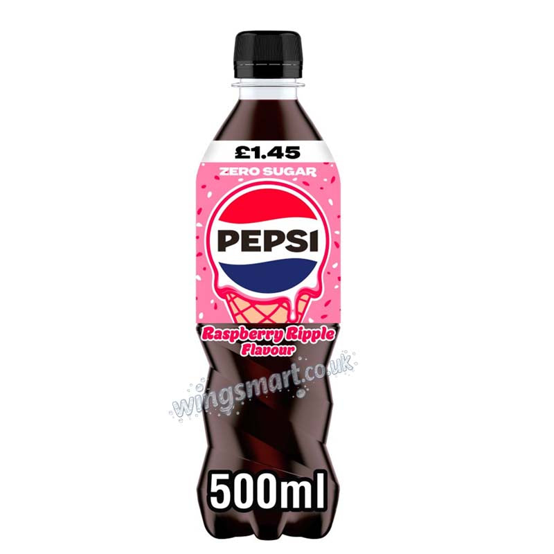 Pepsi Raspberry Ripple Flavour Zero Sugar 500ml PMP Case of 12