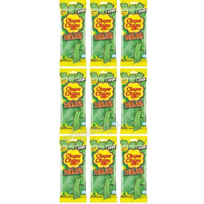 Chupa Chups Sour Apple Belts Pack 90g (9 or 18 Packs)