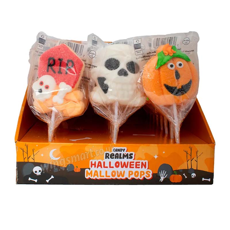 Candy Realms Halloween Mallow Pops 45g (12 & 24 Packs)