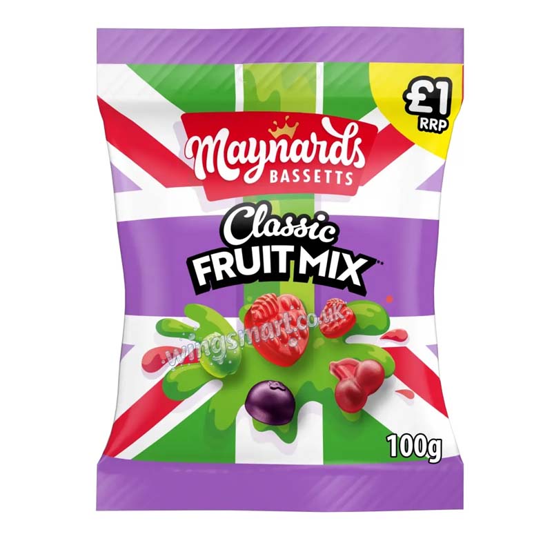 Maynards Bassetts Classic Fruit Mix Jelly 100g PMP (Pack of 10)