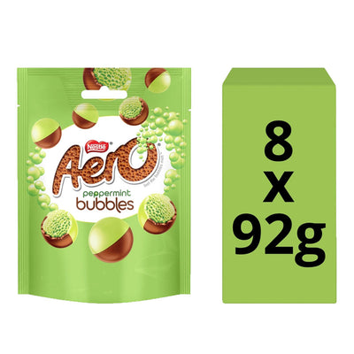 Aero Bubbles Peppermint Milk Chocolate Sharing Bags 92g x 8 Packs | Mint Chocolate Bubbles