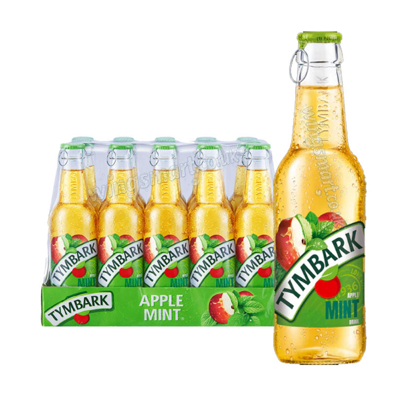 Tymbark Apple Cherry & Apple Mint Drinks 15x250ml – Refreshing Fruit Beverages Glass Bottles