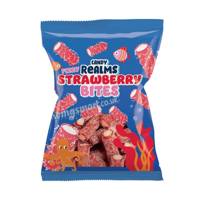 Candy Realms Fizzy Strawberry Bites Bag 170g (Pack of 12)