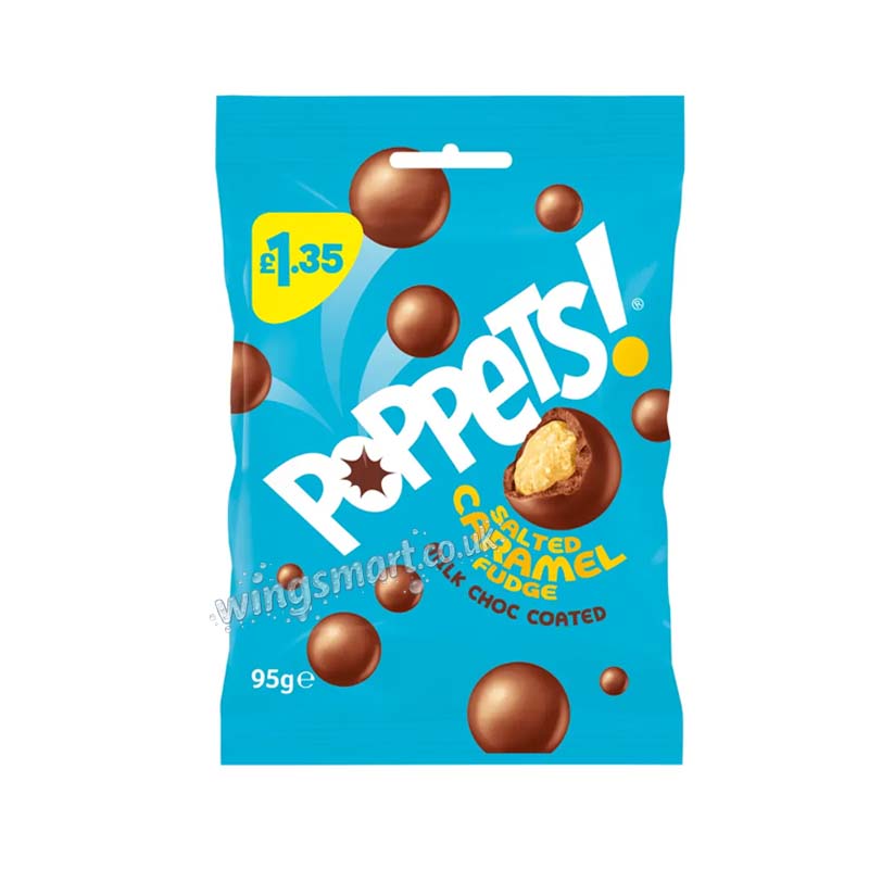 Poppets Salt & Caramel Chocolate Treats 95g (Box of 10 Packs)