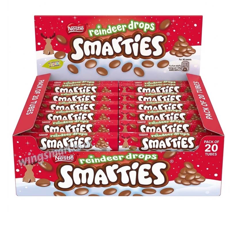 Smarties Reindeer Drops Milk Chocolate Giant Tube 120g (10 Or 20 Packs)