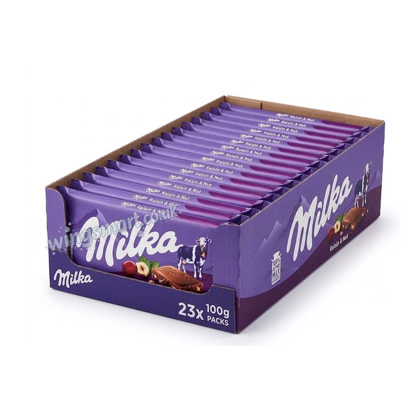 Milka Bar Raisin And Nuts Chocolate 23x90g Fullbox