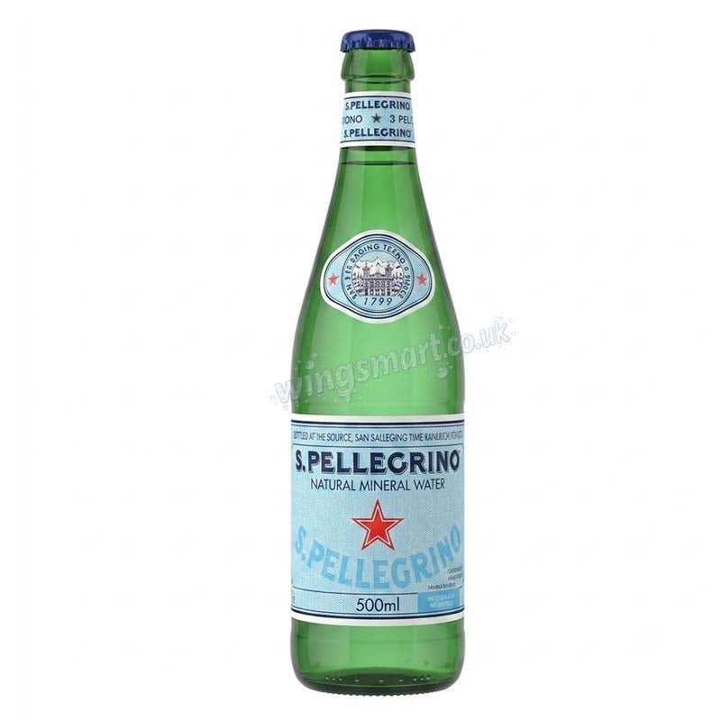 San Pellegrino Sparkling Natural Mineral Water Glass Bottle 500ml (Pack of 24)