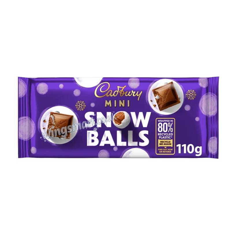 Cadbury Dairy Milk Mini Snowballs Chocolate Bar 110g (10 or 20 Packs)