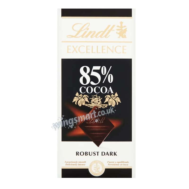 Lindt Excellence Dark 85% Cocoa Chocolate Bar 100g (04 or 08 Bars)