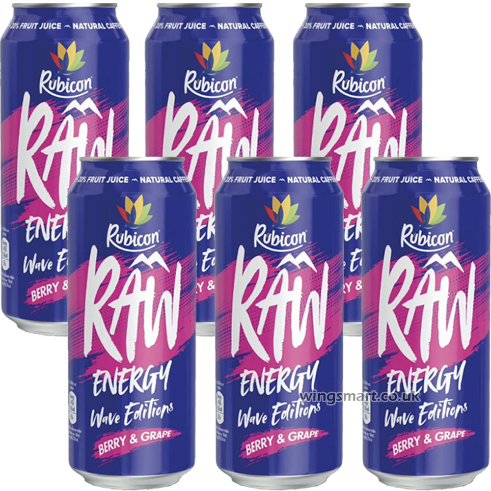Rubicon Raw Energy Berry & Grape 500ml PMP (6 & 12 Cans)