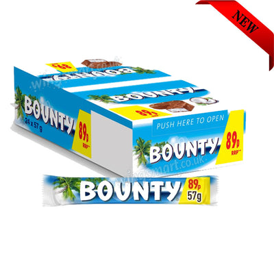 Bounty Coconut Milk Chocolate Bar 57g PMP x 24 Bars Coconut Chocolate Pack