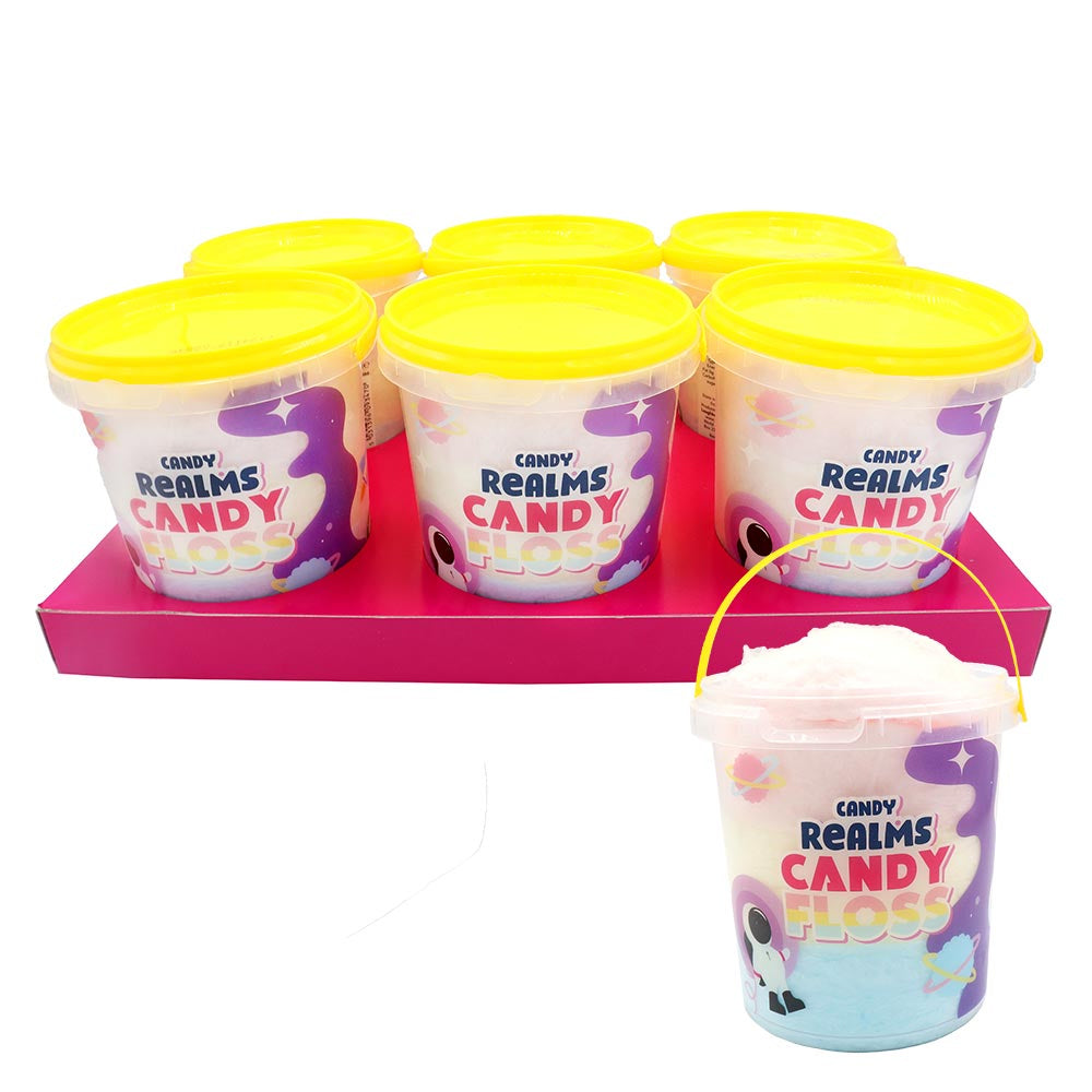 Candy Realms Candy Floss Bucket 50g (Box of 6 Cups)