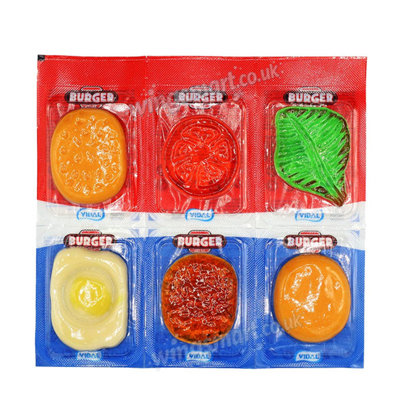 Vidal Burger Jelly 66g (6x11g) – Fun Burger Shaped Gummy Candy (Box of 11 Burgers)