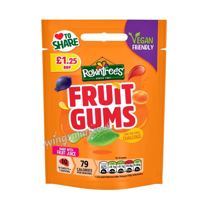 Rowntree's Fruit Gums Sweets Sharing Bag 120g PMP (Pack of 10)