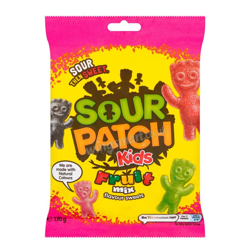 Sour Patch Kids Fruit Mix Flavour Sweets Bag 130g (Box of 10)