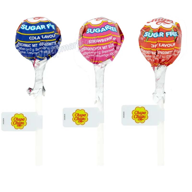Chupa Chups Sugar Free Assorted Flavour Lollipops 11g (Pack of 50) Fullbox