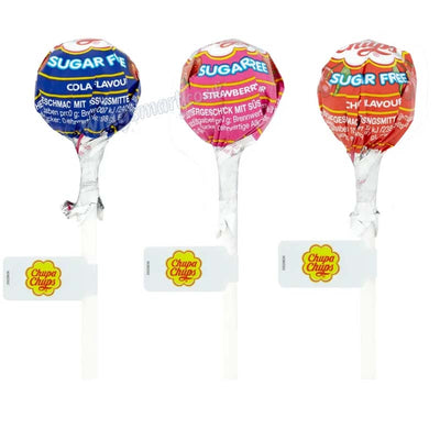 Chupa Chups Sugar Free Assorted Flavour Lollipops 11g (Pack of 50) Fullbox
