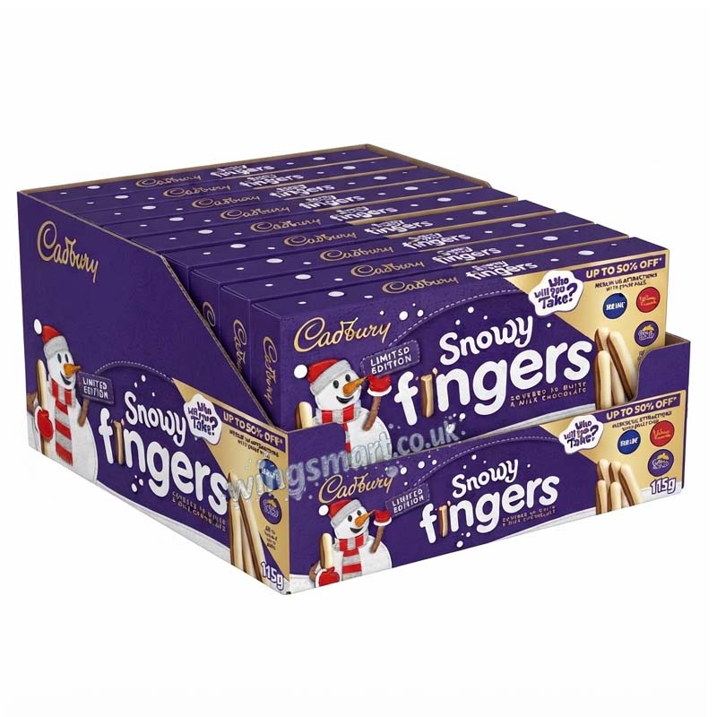 Cadbury Fingers Snowy Milk & White Chocolate Biscuits 115g (10 or 20 Packs)
