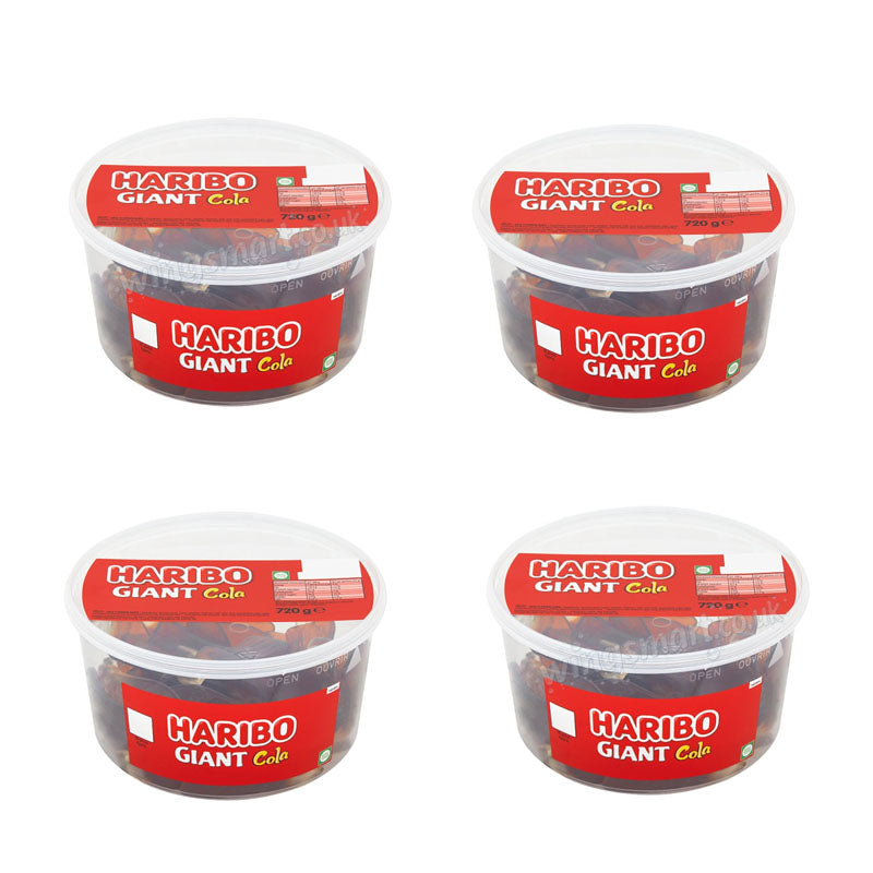 Haribo Giant Cola Jelly Sweets Tub 720g x 4 Tubs Cola Gummies Multipack