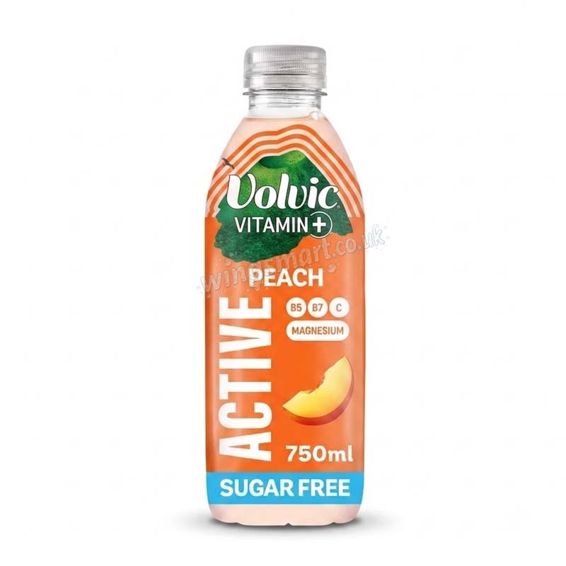 Volvic Vitamin+ Peach Active Sugar Free Vitamin Water 750ml (Pack of 6)