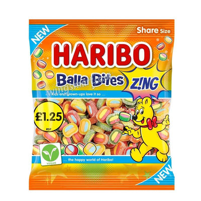 Haribo Balla Bites ZING Bag 12 x 140g PMP Full Box – Tangy Fruit Flavour Jelly Sweets