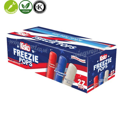 Kisko Freezie Pops Assorted Ice Lollies 27 x 150ml Freeze at Home Popsicles 4.05kg Bulk Pack