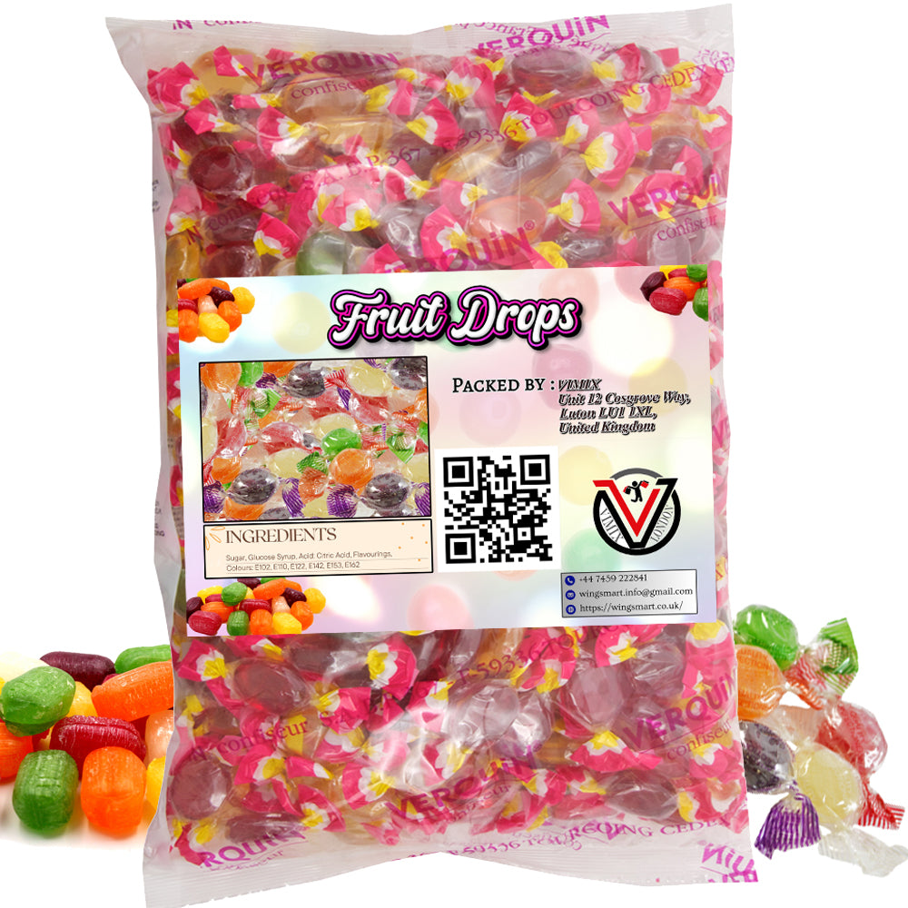 VIMIX Fruit Drops Hard Boiled Fruit Flavoured Sweets - Individually Wrapped