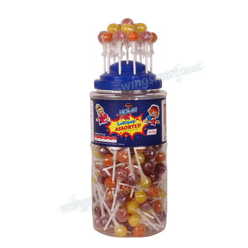 Lick It Assorted Fruit Lolly 7g (Jar of 150 Lollipops)