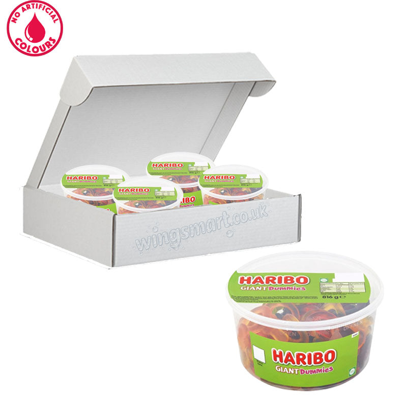 Haribo Giant Dummies Jelly Sweets 816g x 4 Tubs Fruit Flavour Candy