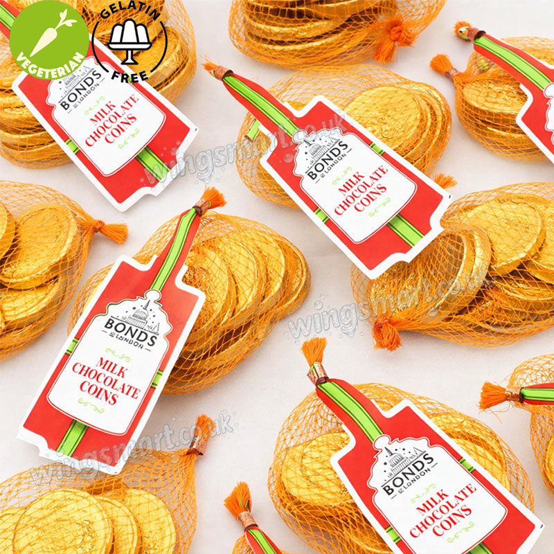Bonds Chocolate Coins Nets – White Silver Coins 60g & Milk Gold Coins 60g & Gold Milk Chocolate Coins 75g