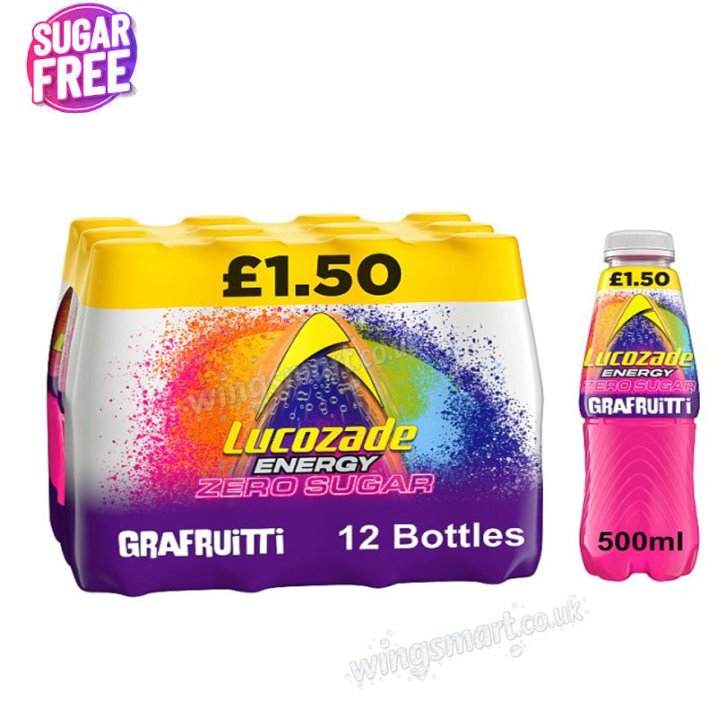 Lucozade Energy Zero Sugar Drink Grafruitti 500ml PMP (Box of 12 bottles)