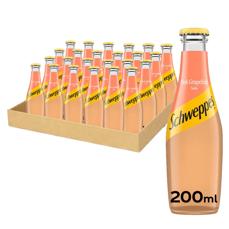 Schweppes Pink Grapefruit Soda 24 x 200ml Glass Bottles Soft Drink