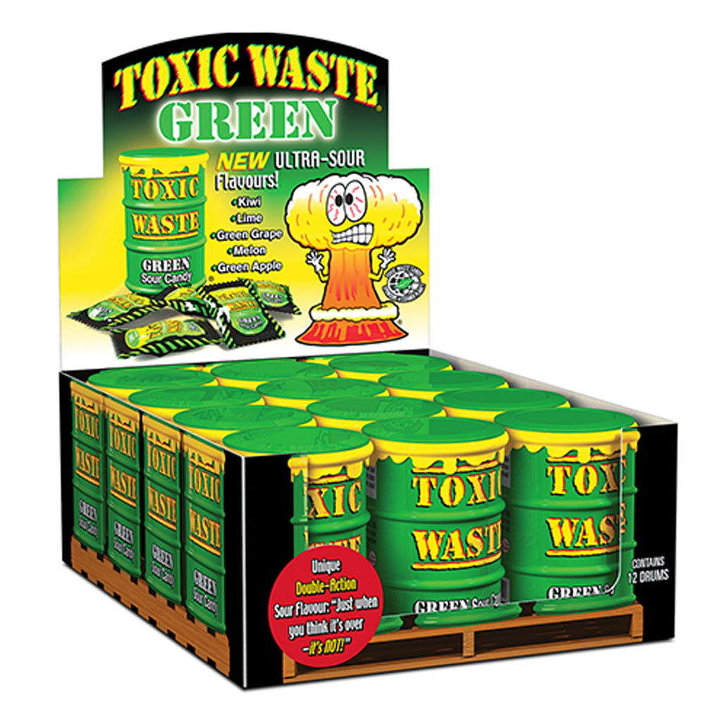 Toxic Waste Sour Candy Drums – 12 x 42g Tubs