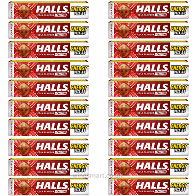Halls cola flavour, sugar free +caffeine energy vita B6 (Pack of 20)