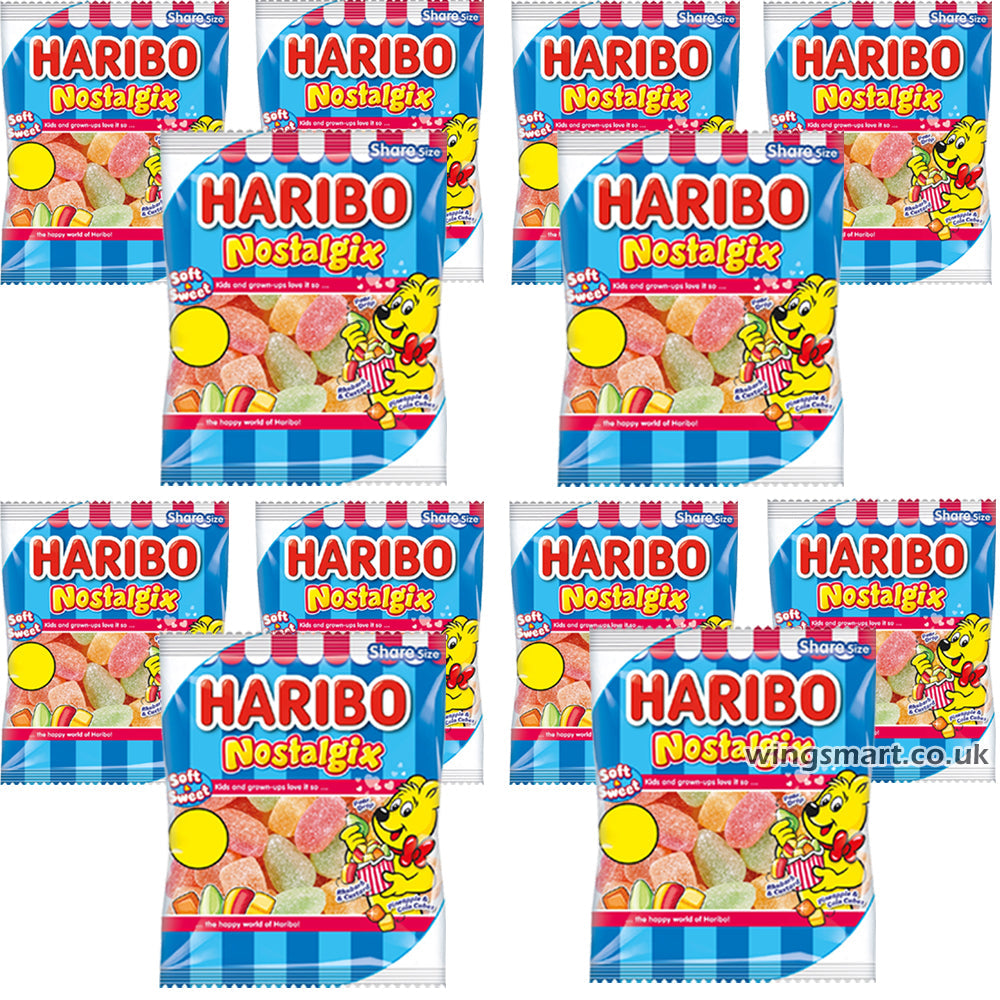 Haribo Nostalgix Sugar Coated Fruit & Cola Flavour Jelly Sweets 12 x 140g PMP