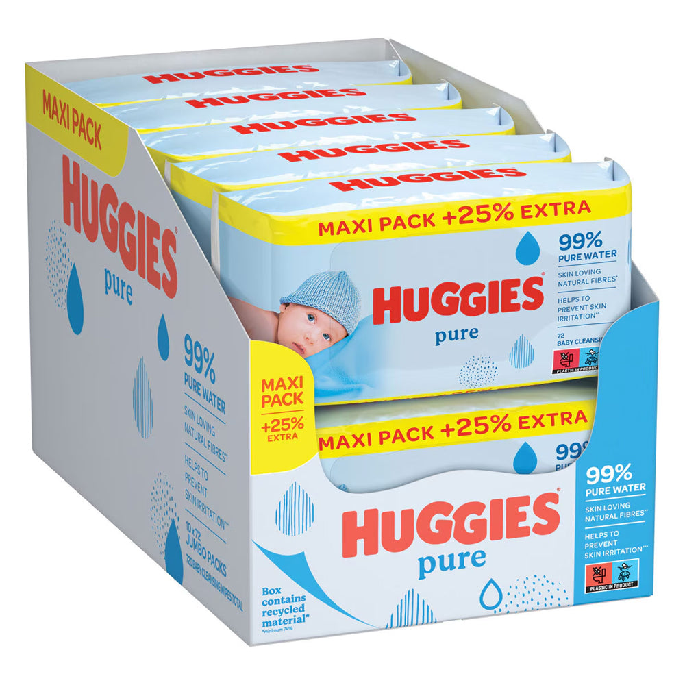 Huggies Pure Baby Wipes 10 x 72 Wipes