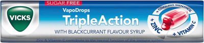 Vicks VapoDrops TripleAction Sugar Free Lozenges – Menthol, Zinc & Vitamin C | 24 x 42g
