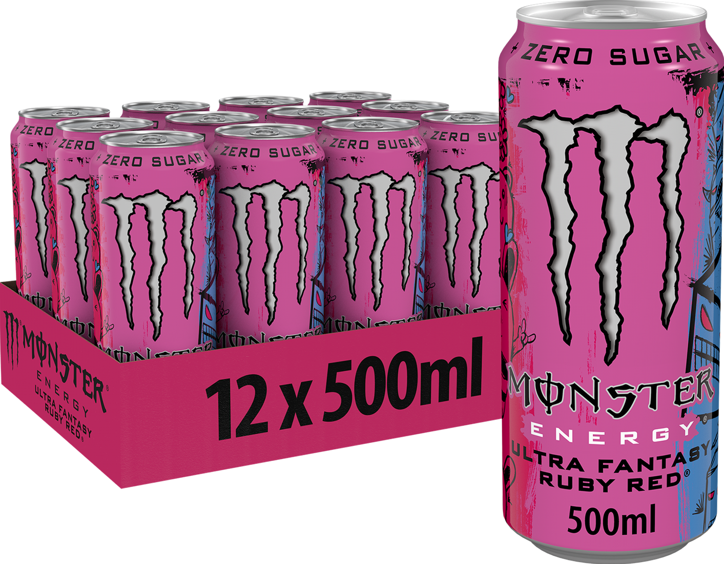 Monster Energy Drink Ultra Fantasy Ruby Red Zero Sugar 12 x 500ml PMP
