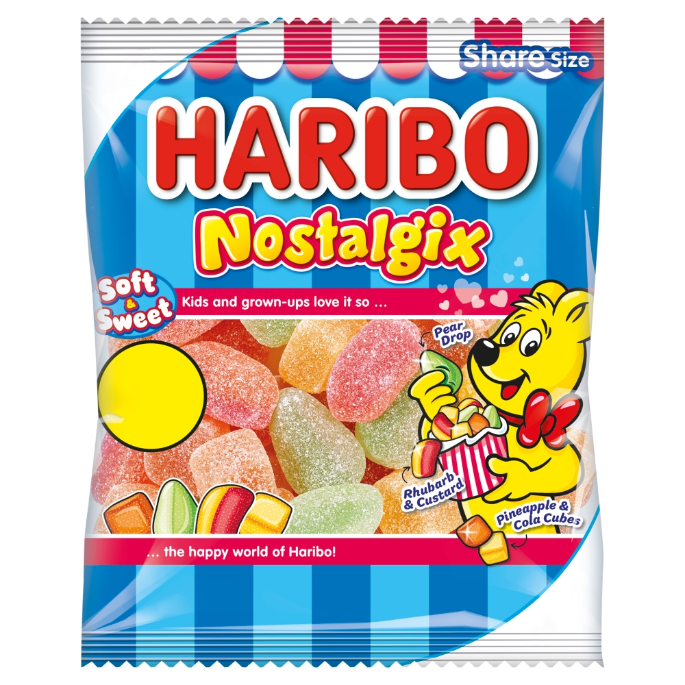 Haribo Nostalgix Sugar Coated Fruit & Cola Flavour Jelly Sweets 12 x 140g PMP
