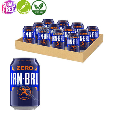 IRN BRU Zero Sugar Soft Drink 330ml Can Refreshing Low Calorie Soda UK