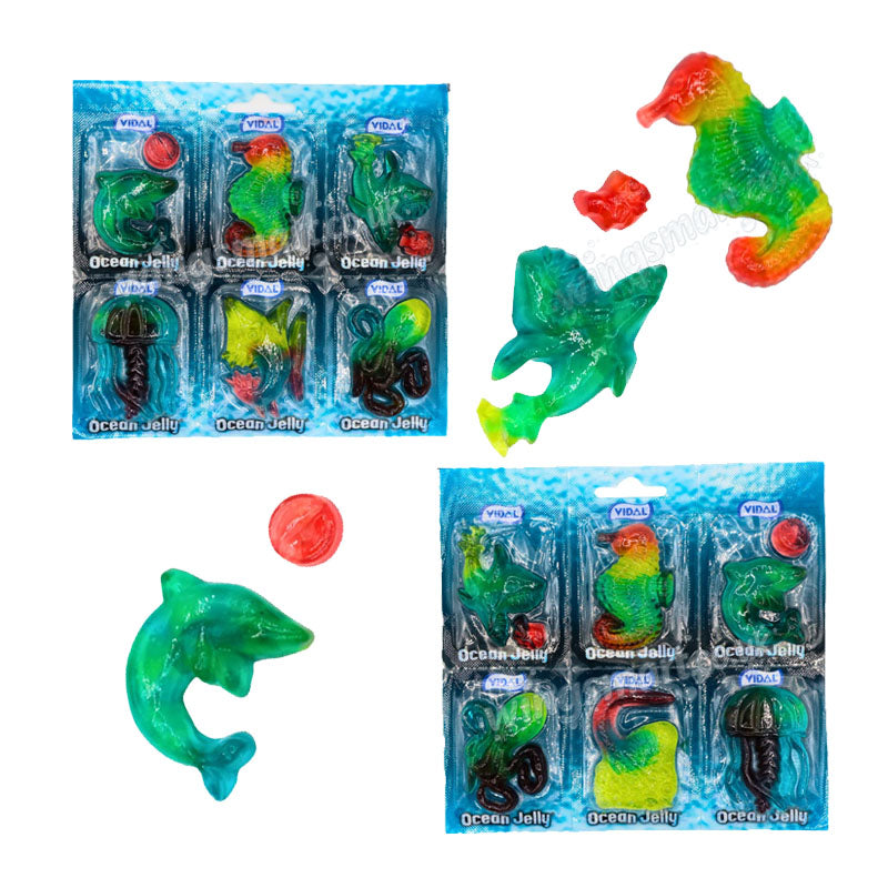 Vidal Ocean Jellies 11g – Fruity Ocean Gummy Candy Mini Pack (Box of 66 Jellies)