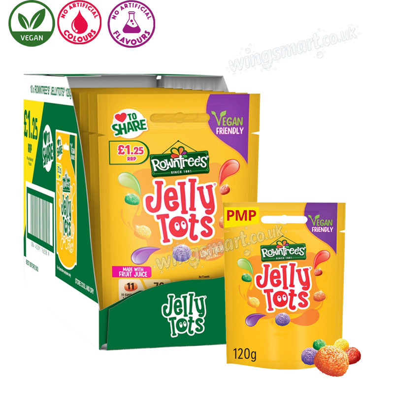 Rowntree's Jelly Tots Sweets Sharing Bag 120g PMP (Box of 10 packs)