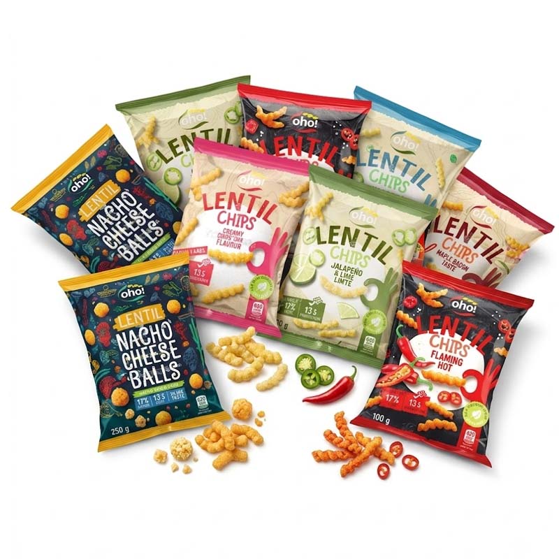 Oho! Lentil Chips 100g Randomly Mixed Packs (10–100 Packs)