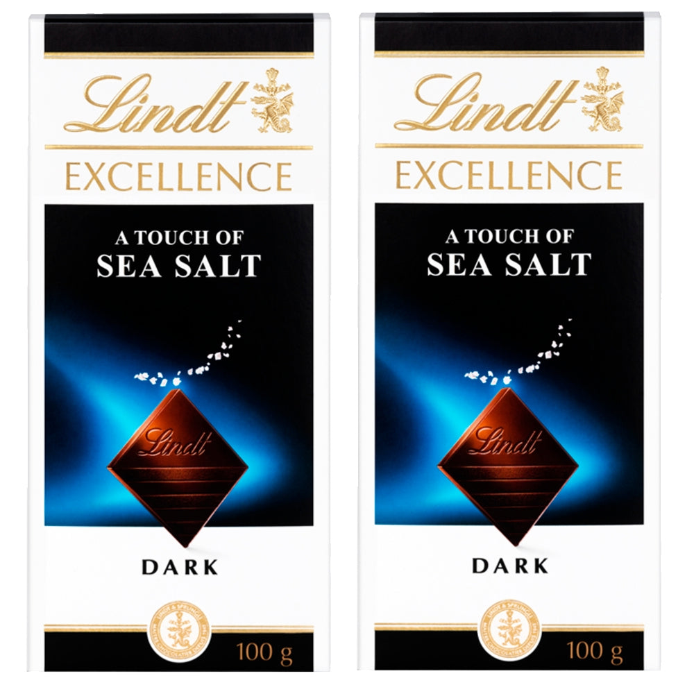 Lindt Excellence Dark Sea Salt Chocolate Bar 100g (2 Bars)