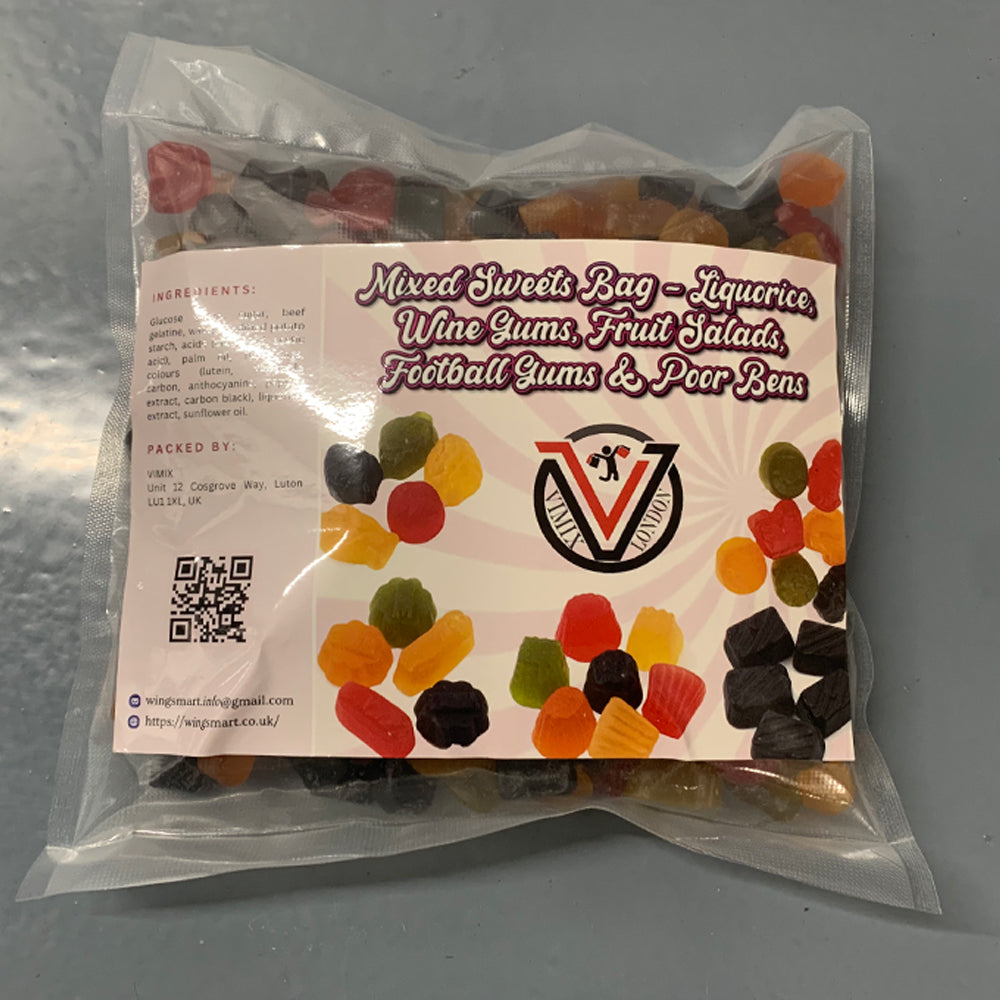 VIMIX Mixed Sweets Bag Liquorice, Wine Gums, Fruit Salads, Footballs Gums & Poor Bens