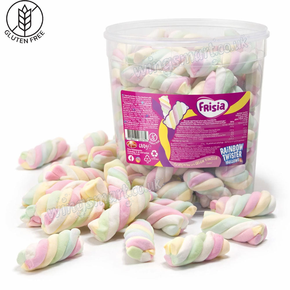 Frisia Rainbow Twister Marshmallows Drum, 680g