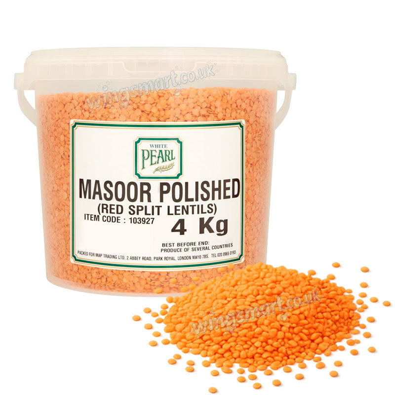 White Pearl Lentils and Pulses Bundle Chana Dal Chick Peas Moong Urid Masoor 4kg Bucket