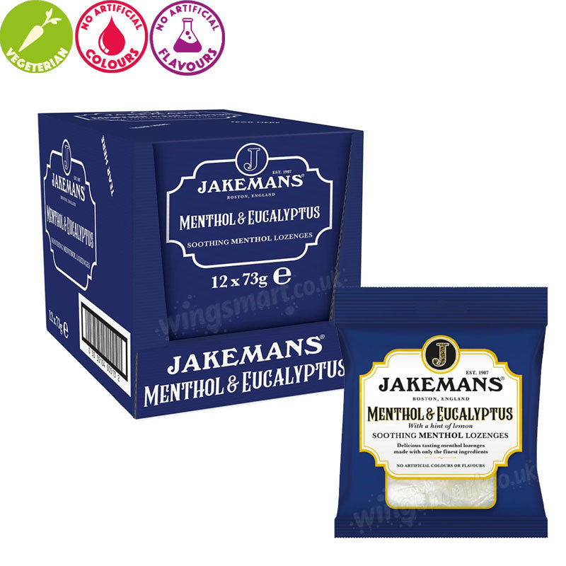 Jakemans Menthol & Eucalyptus Soothing Menthol Lozenges 73g (Box of 12 packs)