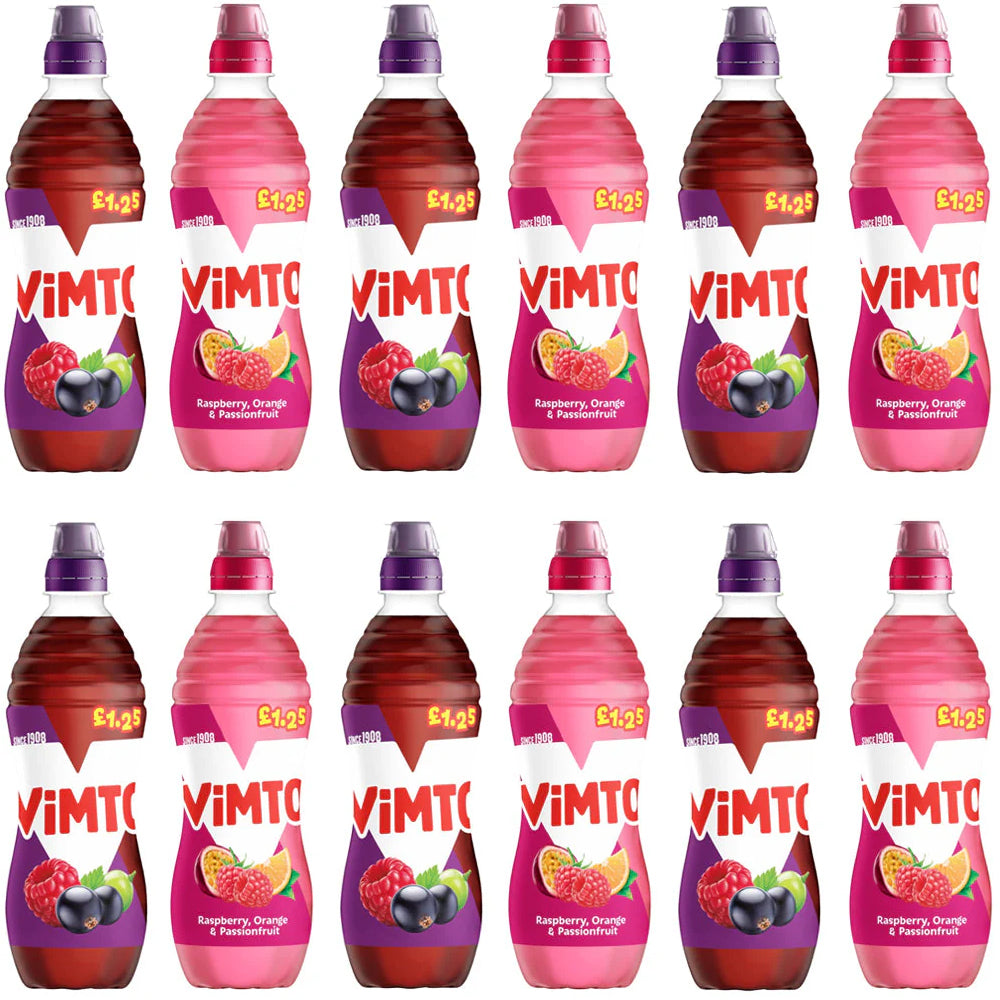 Vimto Mixed Berry & Tropical Flavours – 12 x 500ml | Blackberry, Raspberry, Blueberry & Passionfruit